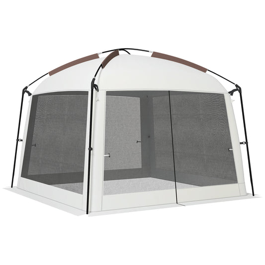 10' x 10' Screen Tent, UV50+ Protection Outdoor Screen House with Carry Bag & Ground Stakes, Fits 6-8 People, White