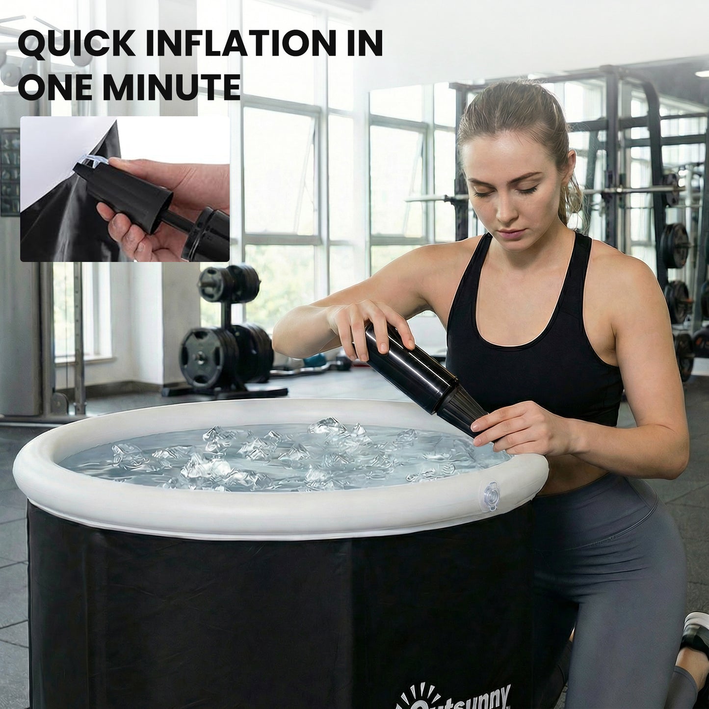 Ice Bath Tub for Athletes, 71 Gal Cold Plunge Tub with Cover, Pump, Portable Multiple Layered Inflatable Ice Barrel