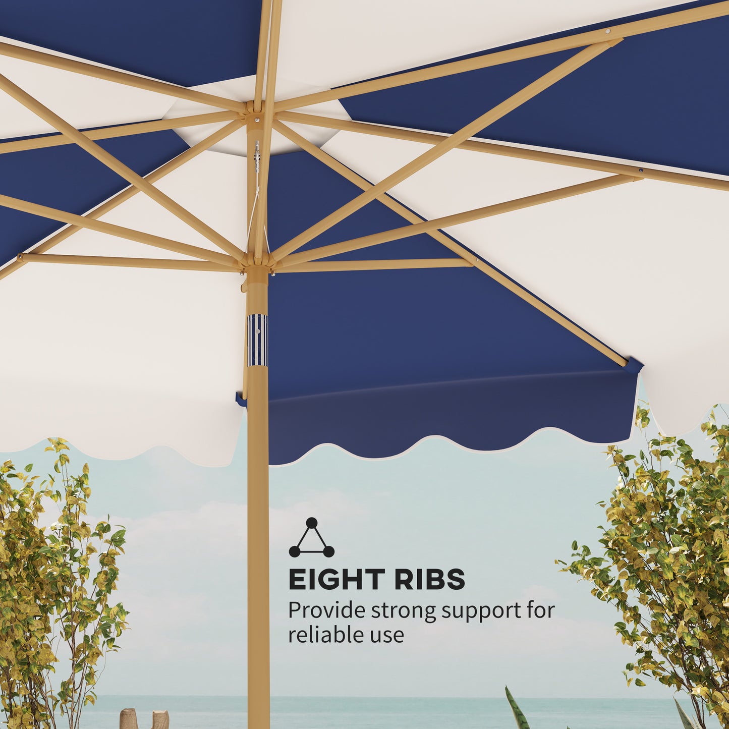 9FT Patio Umbrella with 8 Ribs, Crank & Tilt, UPF 50+ for Garden, Deck, Poolside, Mixed Colour