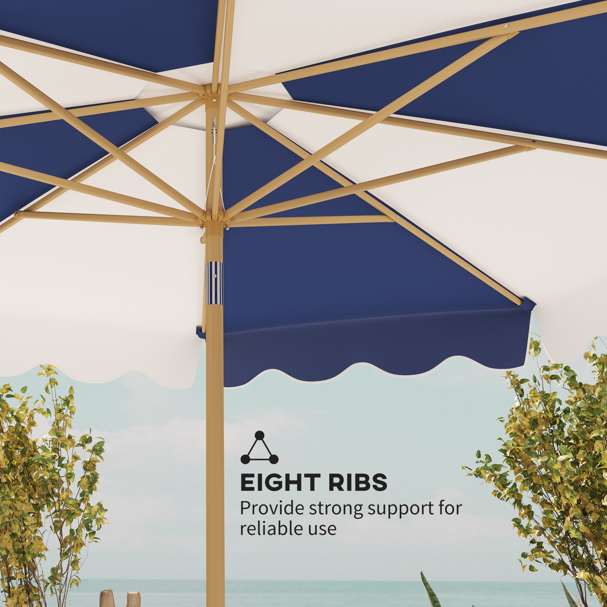 9FT Patio Umbrella with 8 Ribs, Crank & Tilt, UPF 50+ for Garden, Deck, Poolside, Mixed Colour