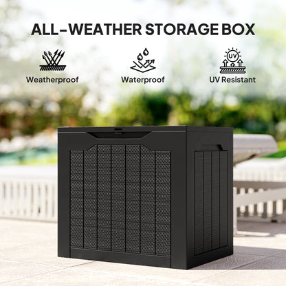 28 Gallon Deck Box, Resin Outdoor Storage Box with Handles, Waterproof and UV Resistant Storage Container