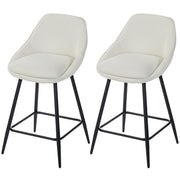 26" Counter Height Barstools Set of 2, Upholstered Swivel Bar Stools with Backrests and Armrests, Cream White