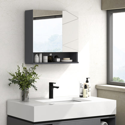 Medicine Cabinet, Wall Mounted Bathroom Mirror Cabinet with Mirrored Door, Adjustable Shelf and Soft Close Mechanism, Light Grey