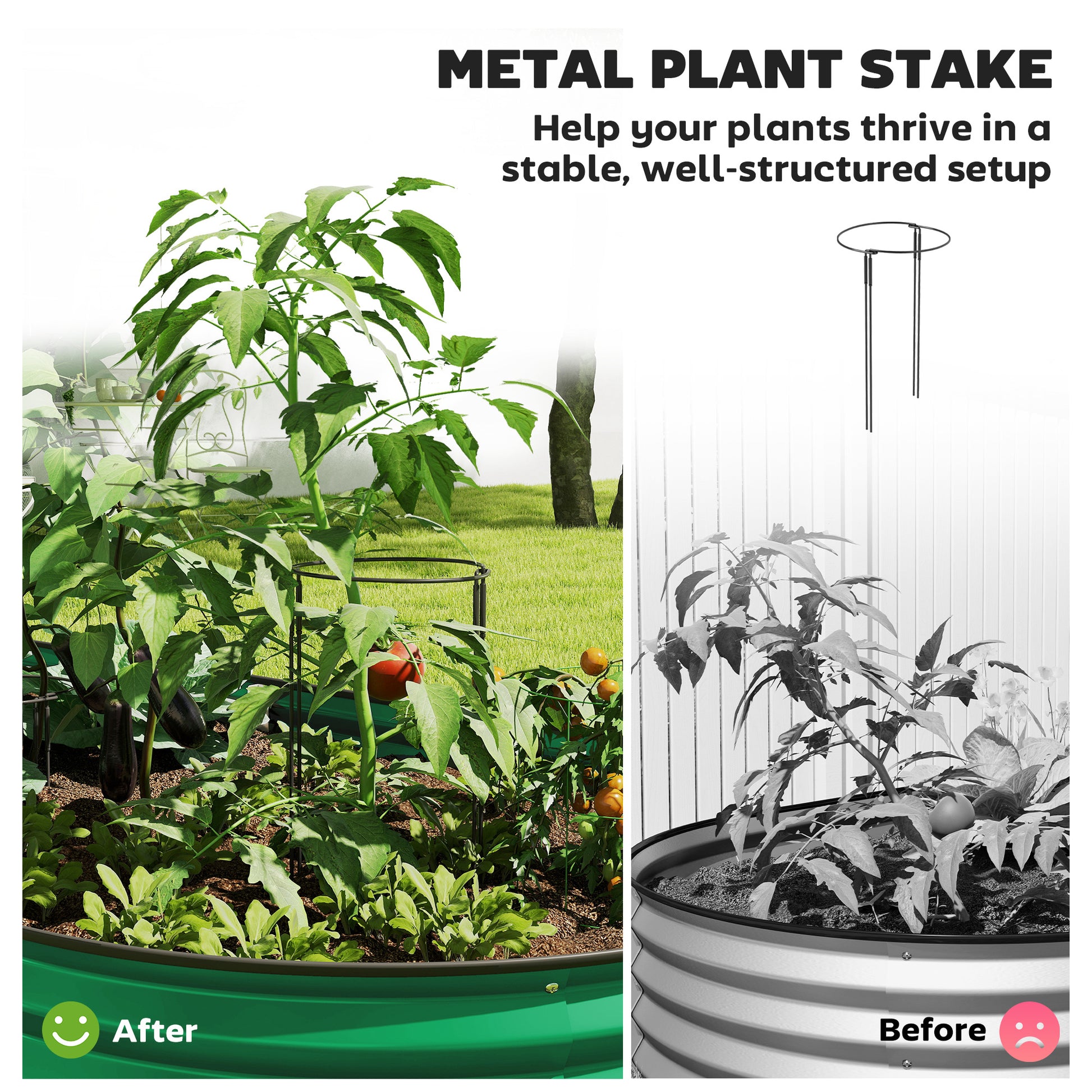 7' x 3' x 1' Large Outdoor Planter Box, Galvanized Raised Garden Bed with Metal Plant Stake, Green