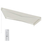 12'x10' Electric Retractable Awning, UV Protection Sun Shade Shelter w/ Remote Controller for Deck Balcony Yard, Cream