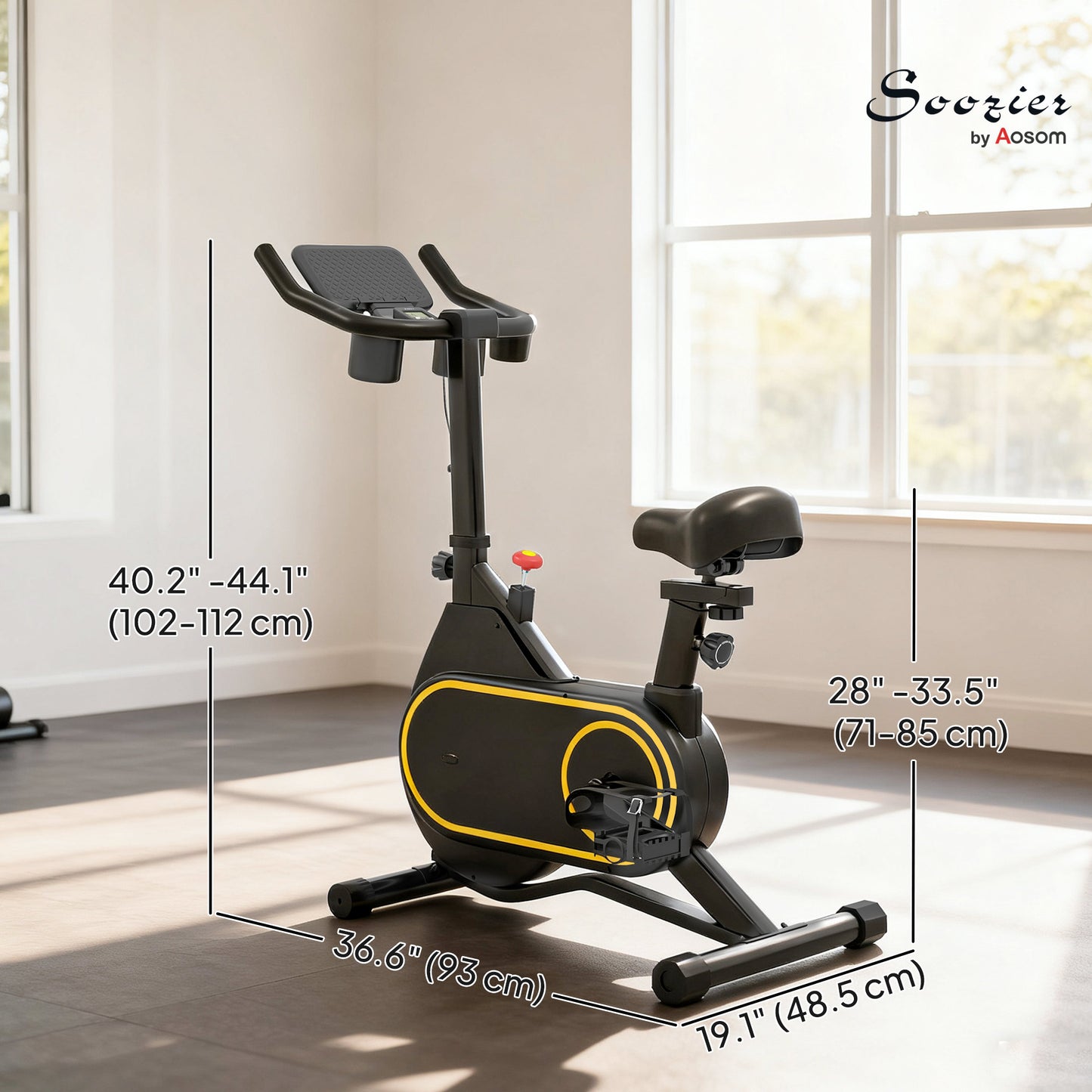 Soozier Exercise Bike, Magnetic Resistance Exercise Bike with LCD Display, Low Noise Stationary Indoor Cycling Bike for Home