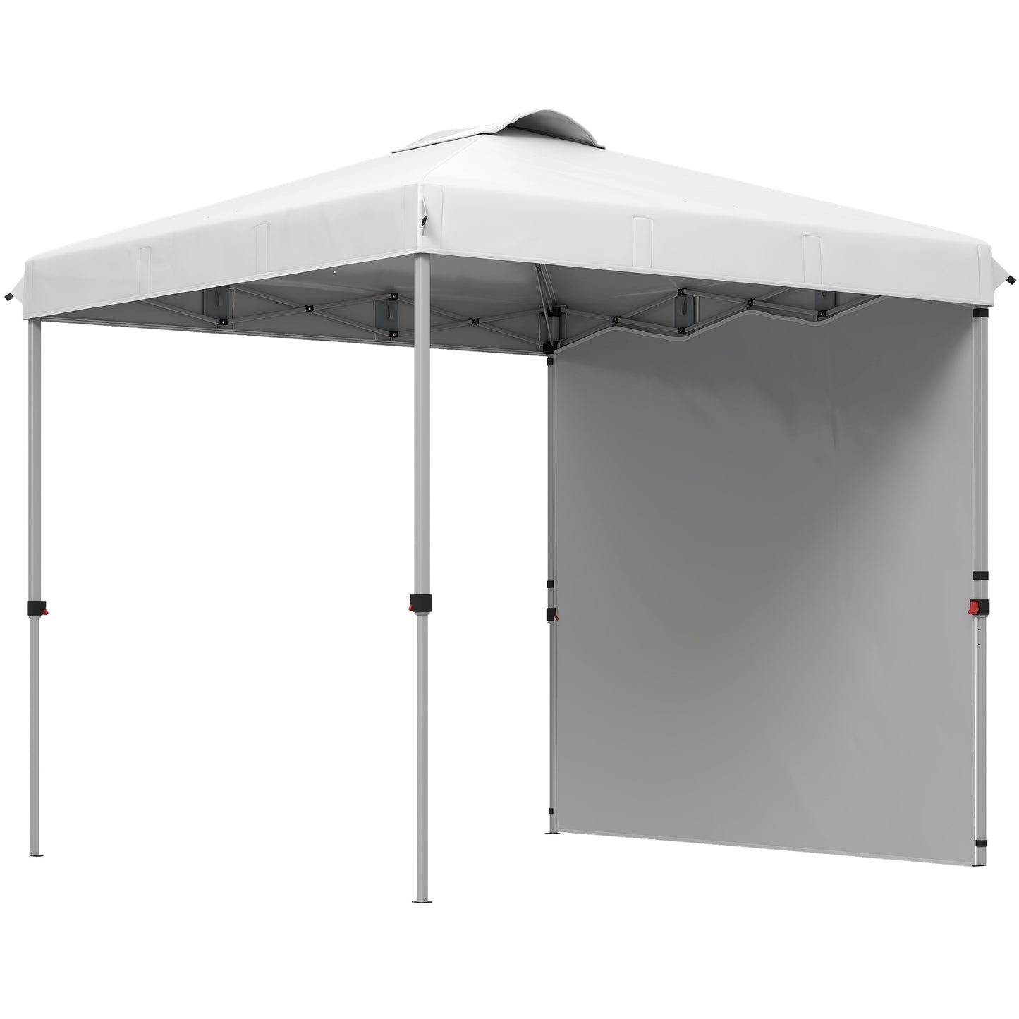 8 x 8 ft Pop Up Canopy with 1 Sidewall, Carry Bag and 4 Sand Bags, Height Adjustable Instant Sun Shelter, White