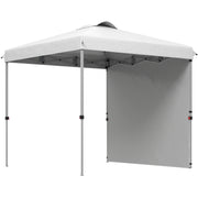 8 x 8 ft Pop Up Canopy with 1 Sidewall, Carry Bag and 4 Sand Bags, Height Adjustable Instant Sun Shelter, White