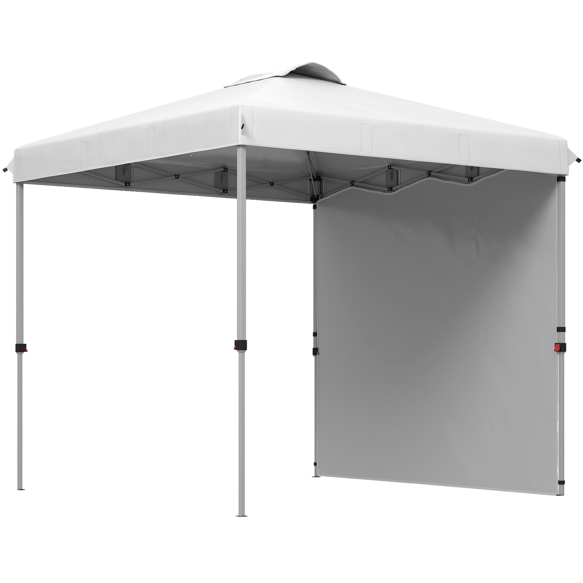 8 x 8 ft Pop Up Canopy with 1 Sidewall, Carry Bag and 4 Sand Bags, Height Adjustable Instant Sun Shelter, White