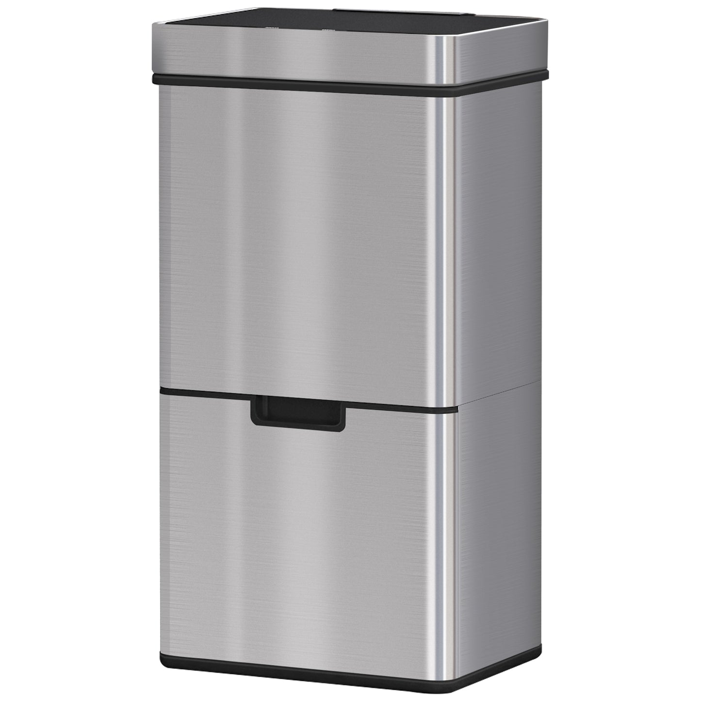 Sensor Trash Can, 19 Gallon Stainless Steel Kitchen Garbage Can with 3 Compartments, Removable Inner Buckets, Silver