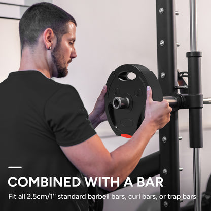 Soozier 1-Inch Weight Plates, Barbell Weights Set for Weightlifting and Strength Training, 2 x 17lbs + 2 x 11lbs