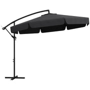 11 FT Cantilever Patio Umbrella Offset Parasol with Cross Base and 8 Ribs for Garden, Black