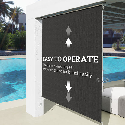 6' x 6' Patio Door Blinds, Outdoor Roller Shades, Cordless Roll Up Shade for Porch Gazebo, Black