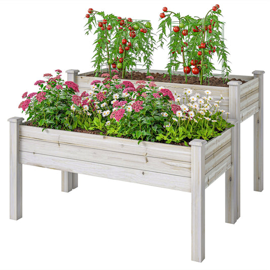 2 Tiers Wood Plant Raised Bed Flower Vegetable Herb Grow Box Stand Garden Step Planter Stand Free Combination
