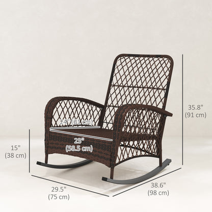 Outdoor Wicker Rattan Rocking Chair Set of 2, Patio Rocker with Thick Cushions for Garden Backyard Porch, Red