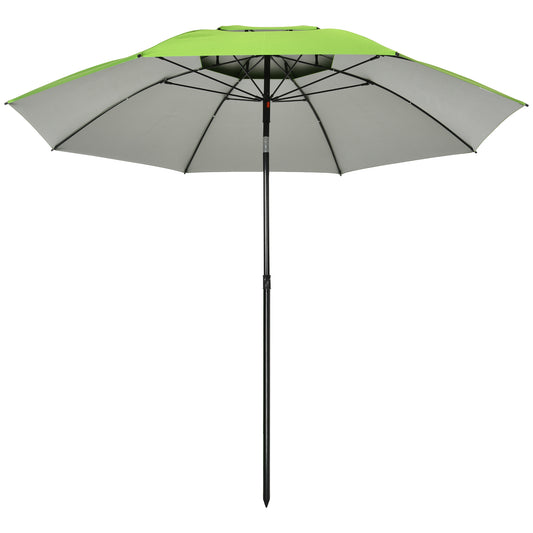 6.6ft Arched Beach Umbrella, Angle Adjustable Patio Umbrella with Steel Frame, Carry Bag, UV30+ Outdoor Umbrella, Green