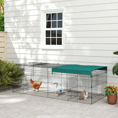 Small Animal Cage with Roof, Indoor/Outdoor Use, for Chicken, Rabbits, Chinchillas, 87" x 34" x 28", Green