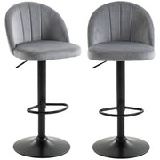 Bar Stools Set of 2, Swivel Counter Height Barstools with Footrest, Grey