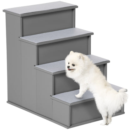 Dog Steps Pet Stairs for Bed Cat Ladder for Couch with Non-Slip Carpet, 15.7" x 23.2" x 21.3", Grey