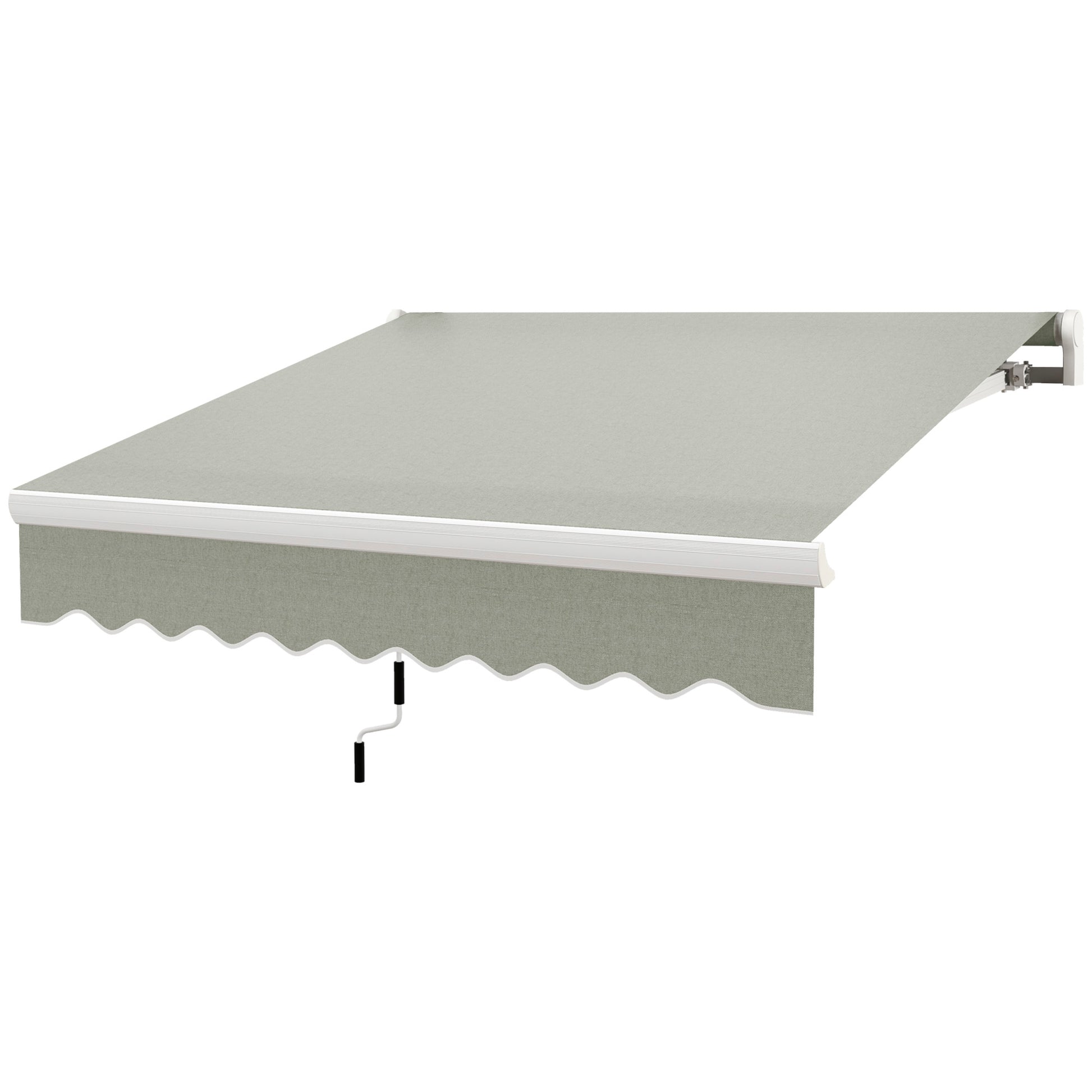 8'x7' Patio Awning Manual Retractable Sun Shade Outdoor Deck Canopy Shelter, Light Grey