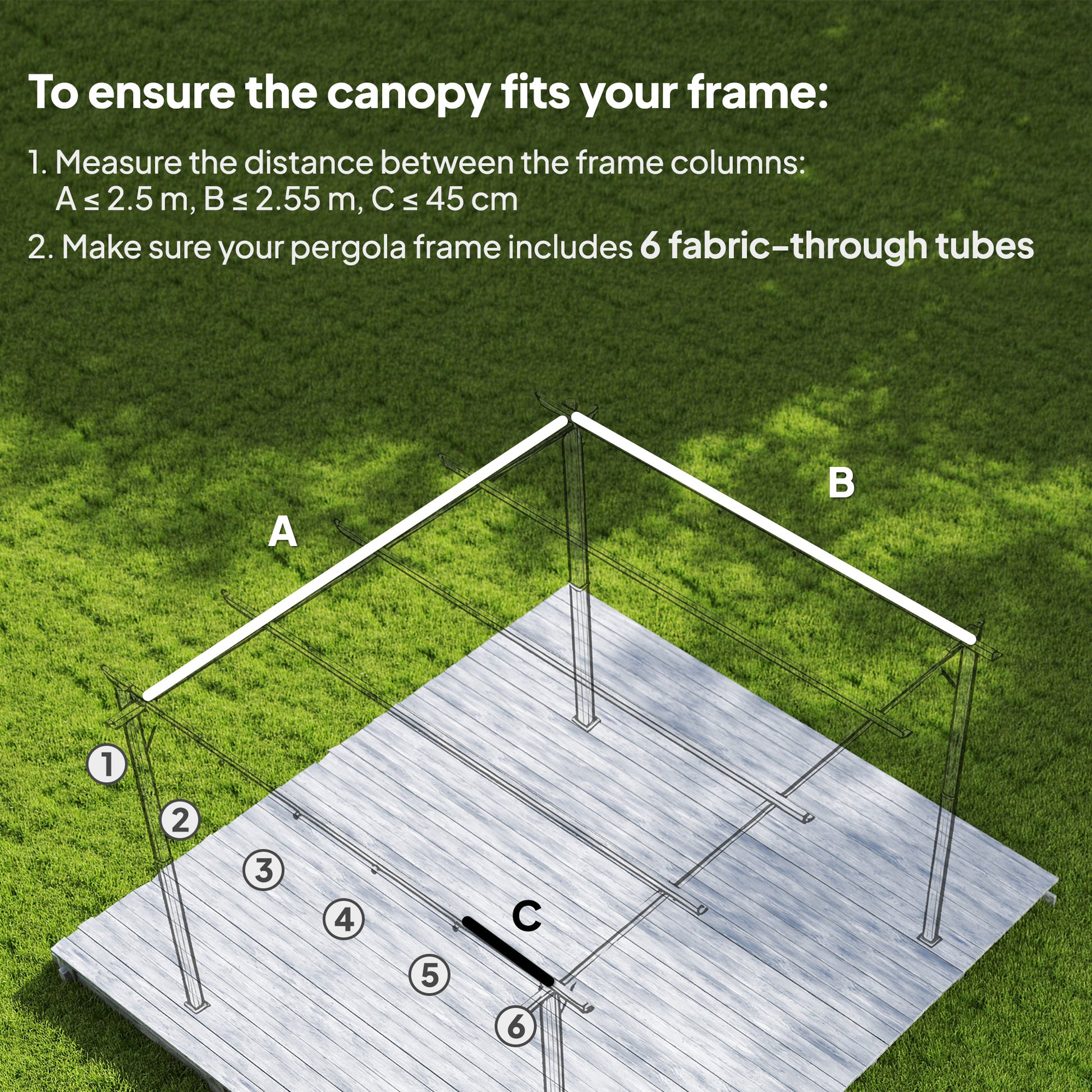 8.2' x 8.4' Retractable Pergola Canopy Replacement, Fit 10' x 10' Frame, Pergola Cover Replacement Top Only, Beige