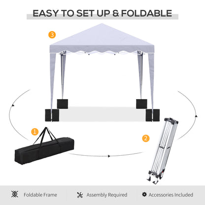 10' x 10' Pop Up Canopy Tent with Sand Bags, Instant Shelter with Adjustable Height and Carry Bag, Garden Outdoor Party Tent, White