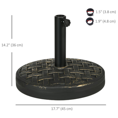 40lbs. Concrete Umbrella Base with Rattan Effect, Heavy Duty Parasol Stand for Outdoor Patio Umbrella, Bronze
