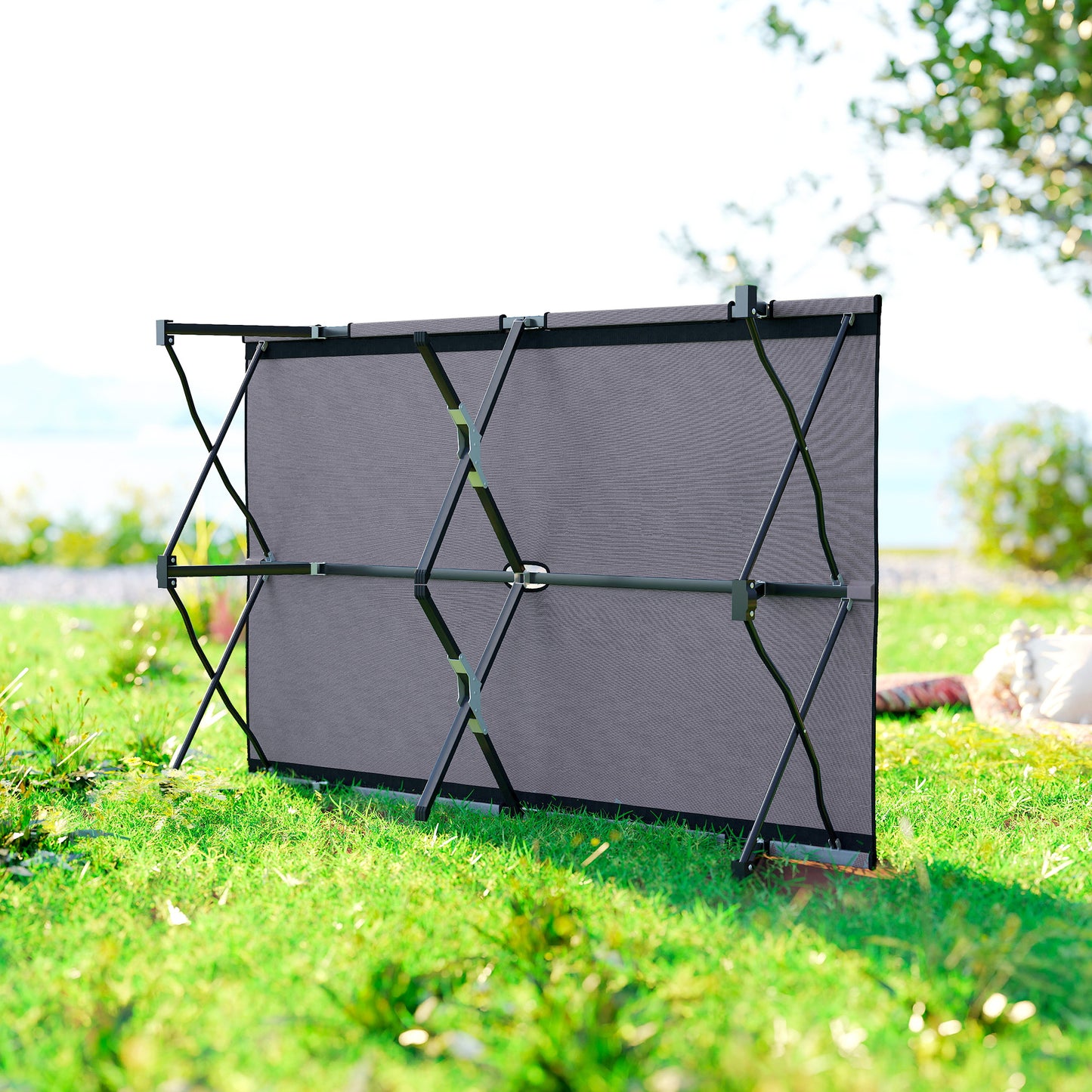 76" Two Person Folding Camping Cot Outdoor Portable Double Cot Wide Military Sleeping Bed w/ Carrying Bag Grey