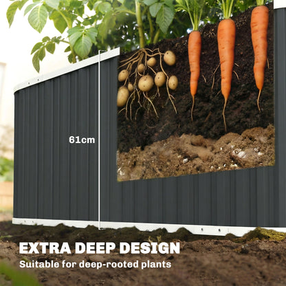Galvanized Raised Garden Bed, Deep Root Planter Box, Outdoor Garden Bed with Plant Labels, 7' x 2' x 2', Dark Grey