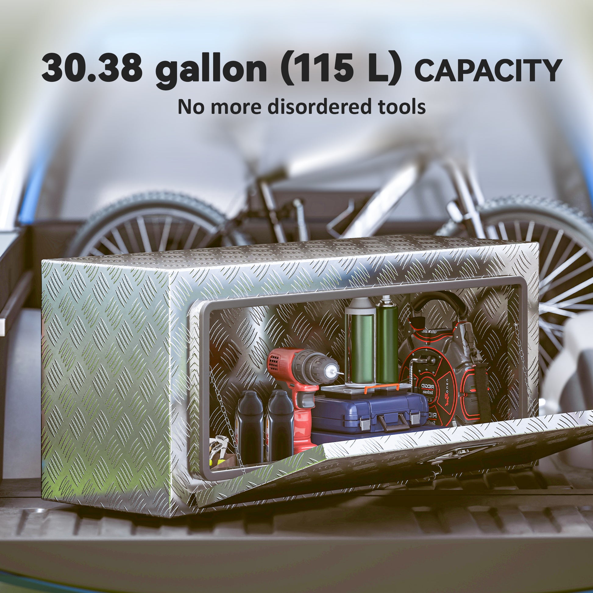 Heavy Duty Aluminum Truck Bed Tool Box, 36 Inch Wavy Plate Tool Box Chest, Waterproof Storage Toolbox Chest Organizer