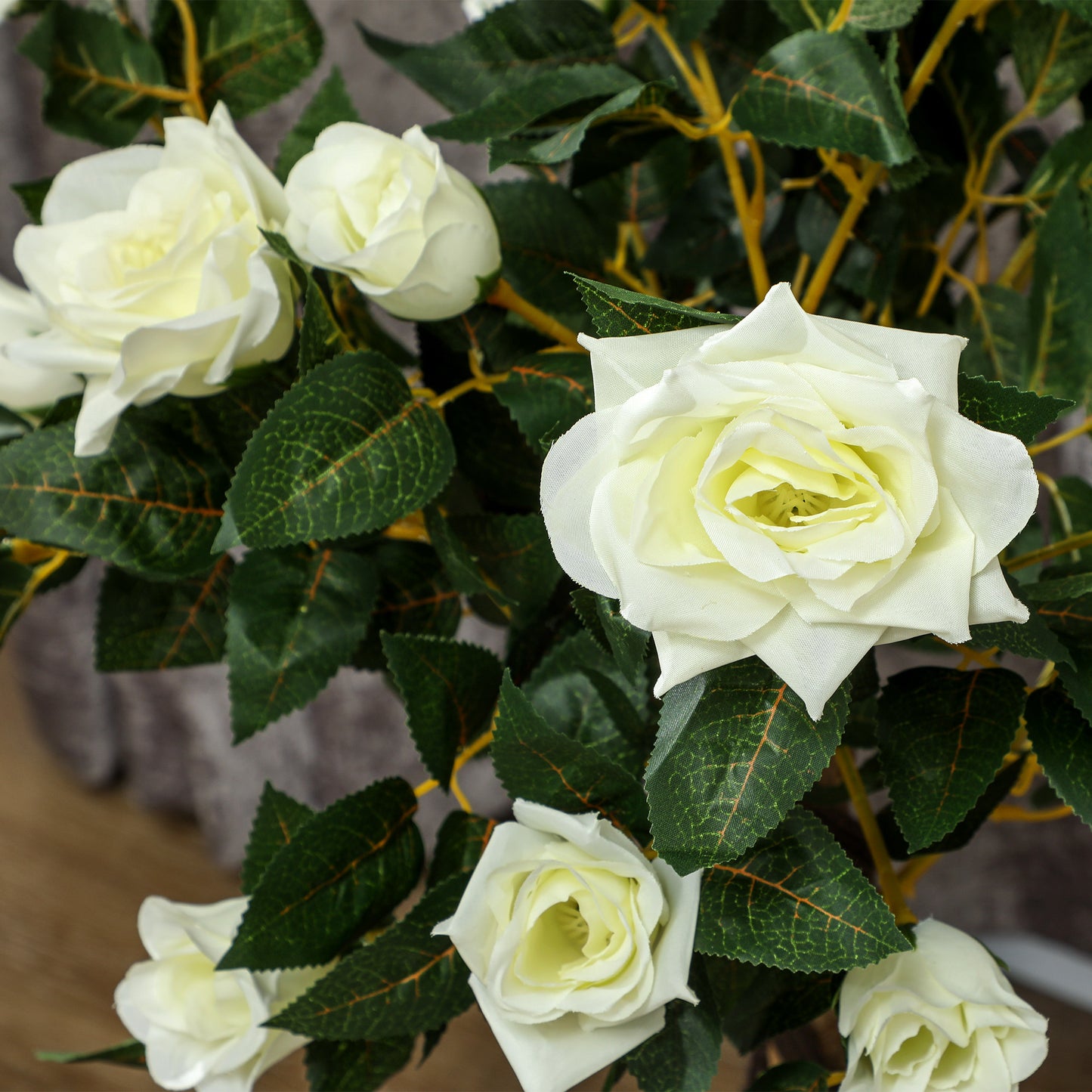 3FT Artificial Plant White Rose Floral Set of 2 in Pot, Fake Plant for Home Indoor Decor