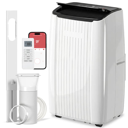 12000 BTU 5-in-1 Portable Air Conditioner with Cool, Heat, Dehumidifier, Fan, Sleep, WiFi Voice Control, White