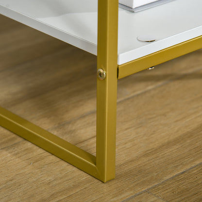 Nightstand Set of 2, Modern Bedside Table with Drawer and Shelf, Bedside Cabinets for Bedroom, White