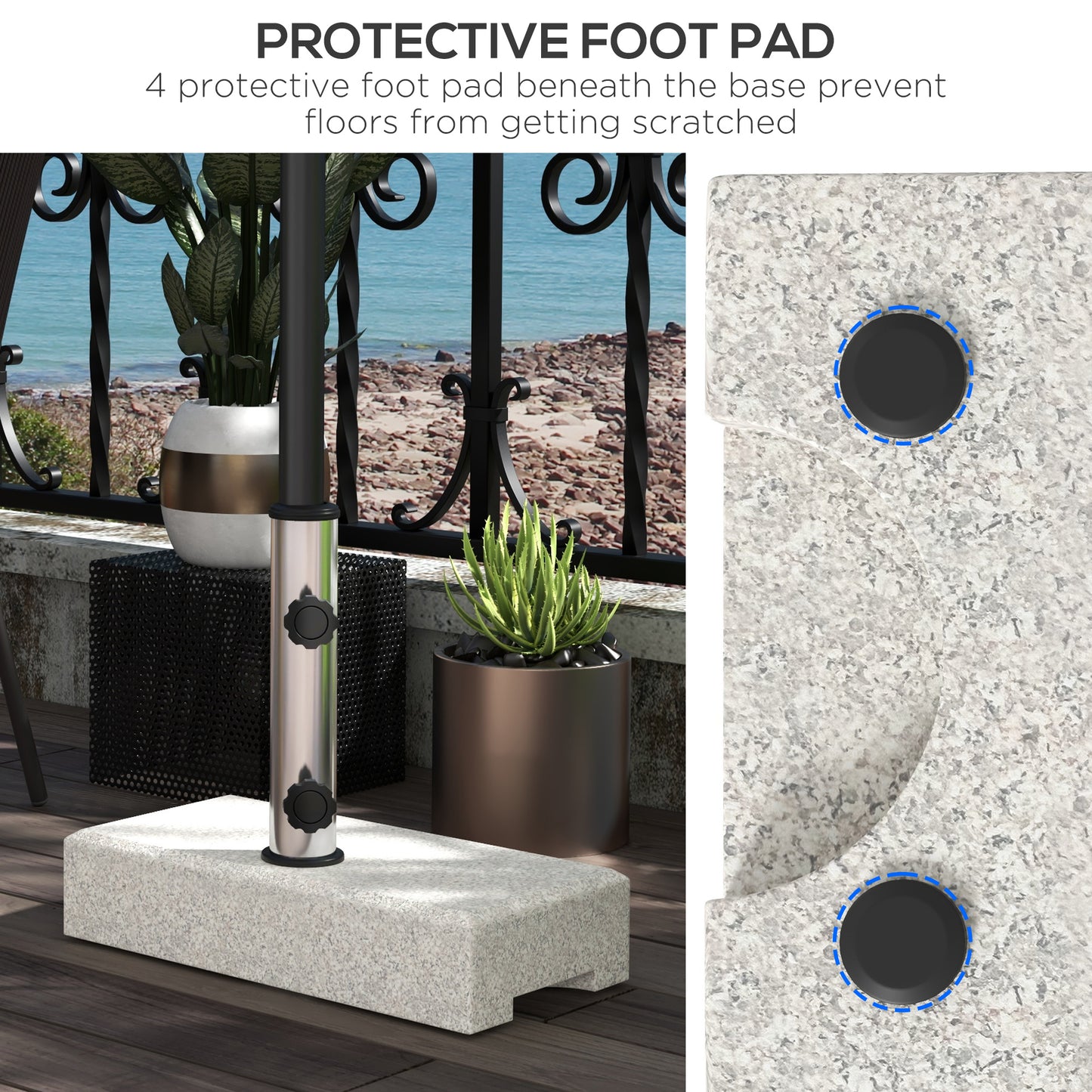 55 lbs Half Granite Parasol Base, Outdoor Umbrella Stand Weight for 1.3", 1.5", 1.9" Umbrella Poles, Grey