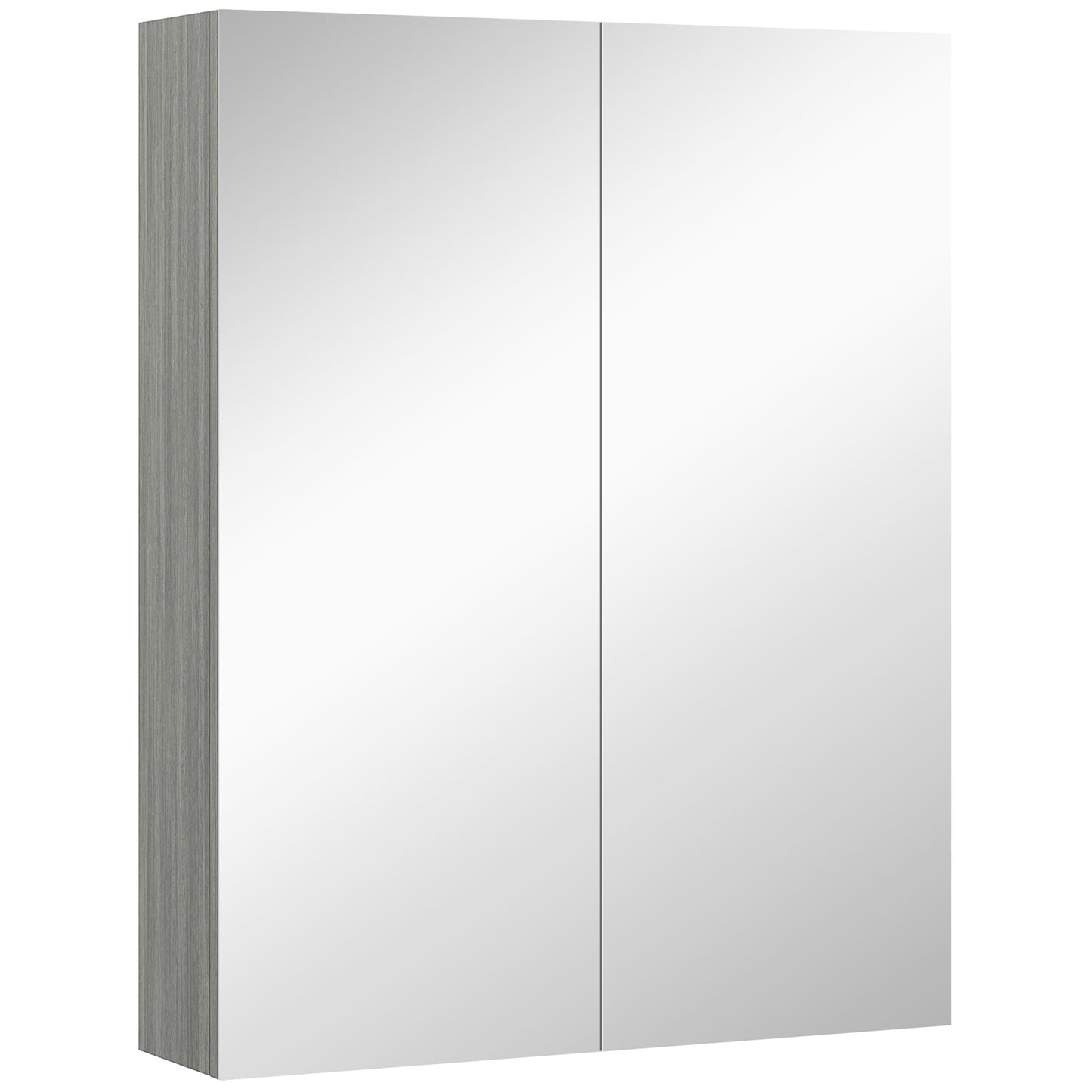 Wall Mount Mirrored Medicine Cabinet, Bathroom Mirror Cabinet with Adjustable Shelf, Double Soft Closing Doors, Grey