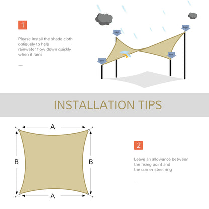 Square 12’ Canopy Sun Sail Shade Garden Cover UV Protector Outdoor Patio Lawn Shelter with Carrying Bag Sand