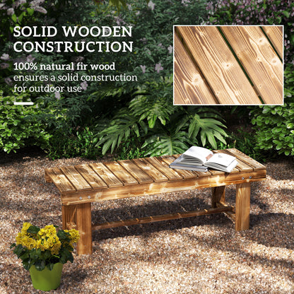 Outdoor Garden Bench, Backless Patio Fir Wood Stool, Armless Loveseat, 43.25" x 15" x 13.75", Carbonized