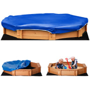 Kids Sandbox with Cover, Wooden Sand Box with Seat, Outdoor Children Sand Pit for Backyard, Garden for Ages 3-8, Red