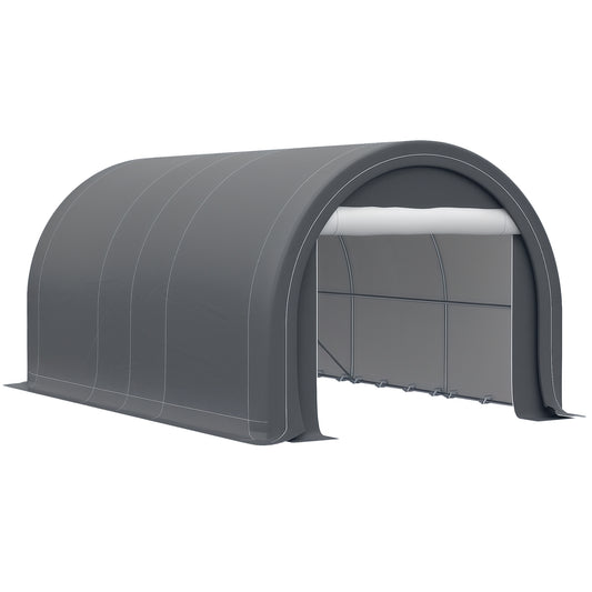 10' x 16' Heavy Duty Portable Carport Tent with Zippered Door, PE Cover for Car, Boat, Motorcycle, Bike, Grey
