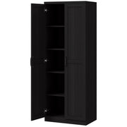 63" Kitchen Storage Cabinet, 5-tier Pantry Cabinet with Doors and Adjustable Shelves for Dining Room, Black
