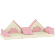 Qaba 12 PCS Modular Kids Play Couch, Child Sectional Sofa for Toddlers, Convertible Foam and Floor Cushion, Pink