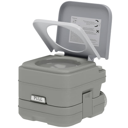 Portable Camping Toilet, Porta Potty with 2.6 Gal Waste Tank & 2.6 Gal Flush Tank, Leak-Proof and Odourless