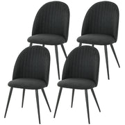 Set of 4 Modern Dining Chairs, Velvet Upholstered Kitchen Chairs with Steel Legs for Living Room, Black
