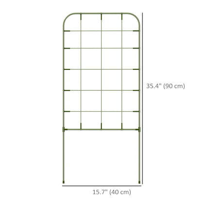 6-Piece Plant Support Set, Trellis for Climbing Plants, Garden Stakes, Steel, Green, 40 x 90 cm