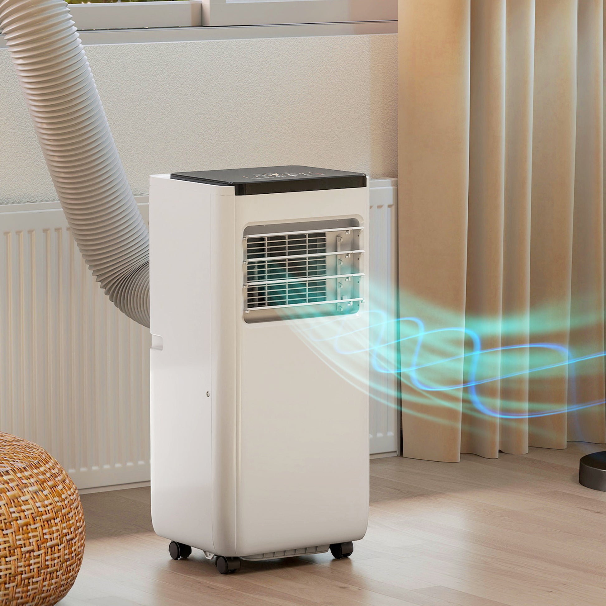8000 BTU Portable 4-in-1 Air Conditioner with Cool, Dehumidifier, Fan, Sleep, WiFi Voice Remote Control, White