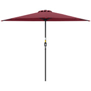 9ft Half Round Umbrella Outdoor Patio Garden Balcony Parasol Window Sun Shade w/ 5 Ribs Wine Red