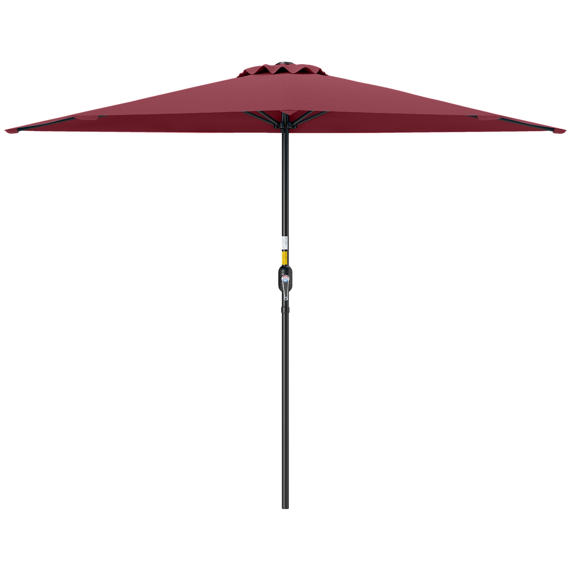9ft Half Round Umbrella Outdoor Patio Garden Balcony Parasol Window Sun Shade w/ 5 Ribs Wine Red