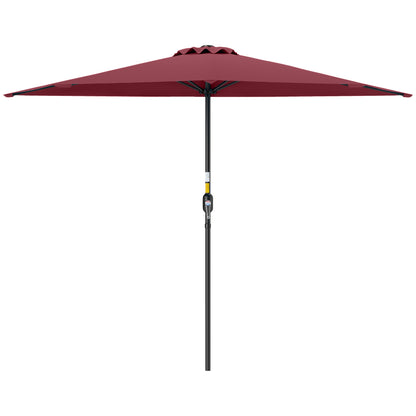 9ft Half Round Umbrella Outdoor Patio Garden Balcony Parasol Window Sun Shade w/ 5 Ribs Wine Red