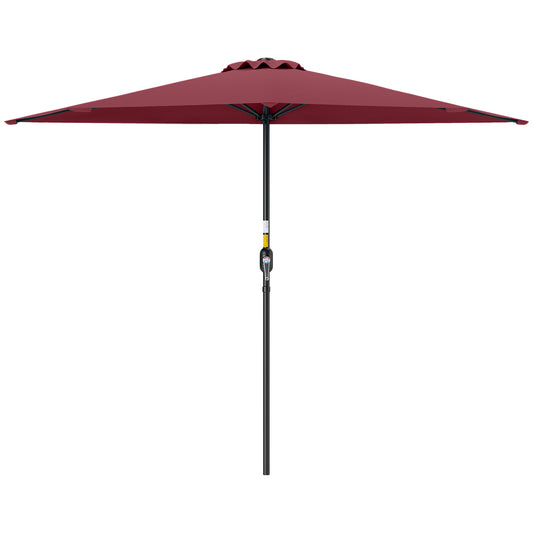 9ft Half Round Umbrella Outdoor Patio Garden Balcony Parasol Window Sun Shade w/ 5 Ribs Wine Red