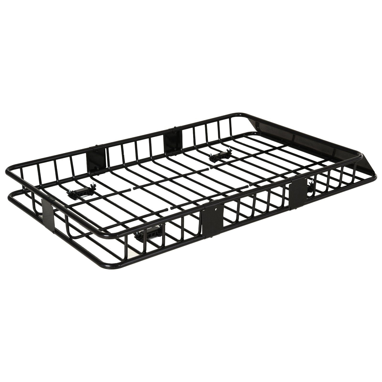 64"/43" x 39" Car Roof Rack, Length Adjustable Roof Basket, Universal Rooftop Cargo Carrier Basket with U-bolts, 220 lbs Capacity